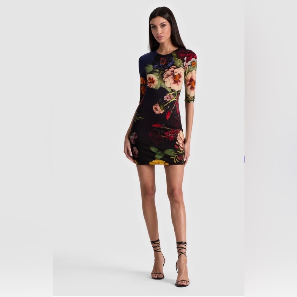 Alice + Olivia Delora Mini Sheath Dress Magic Garden Size 8 NWT RRP $395 - Picture 3 of 16
